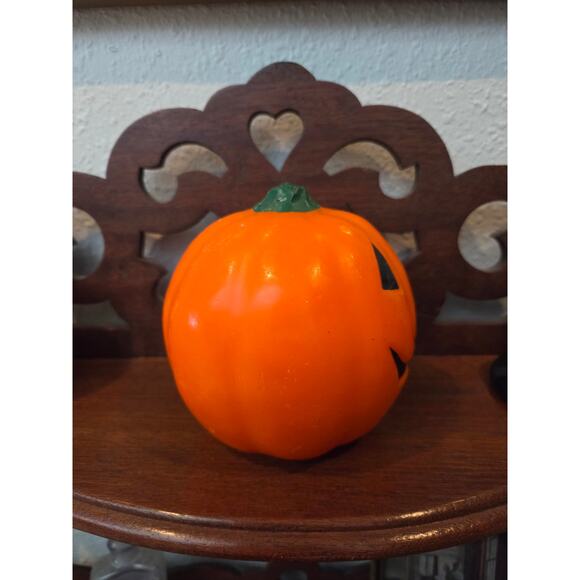 Vintage 70s-80s Wax Jack-O-Lantern Pumpkin Candle 4.5" Halloween Gurley - Picture 4 of 7